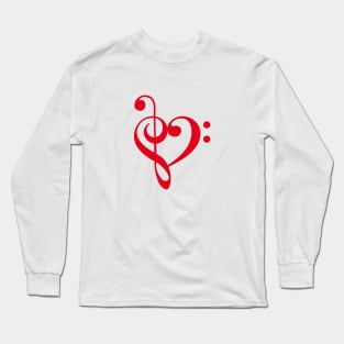 I love music, red heart with music notes Long Sleeve T-Shirt